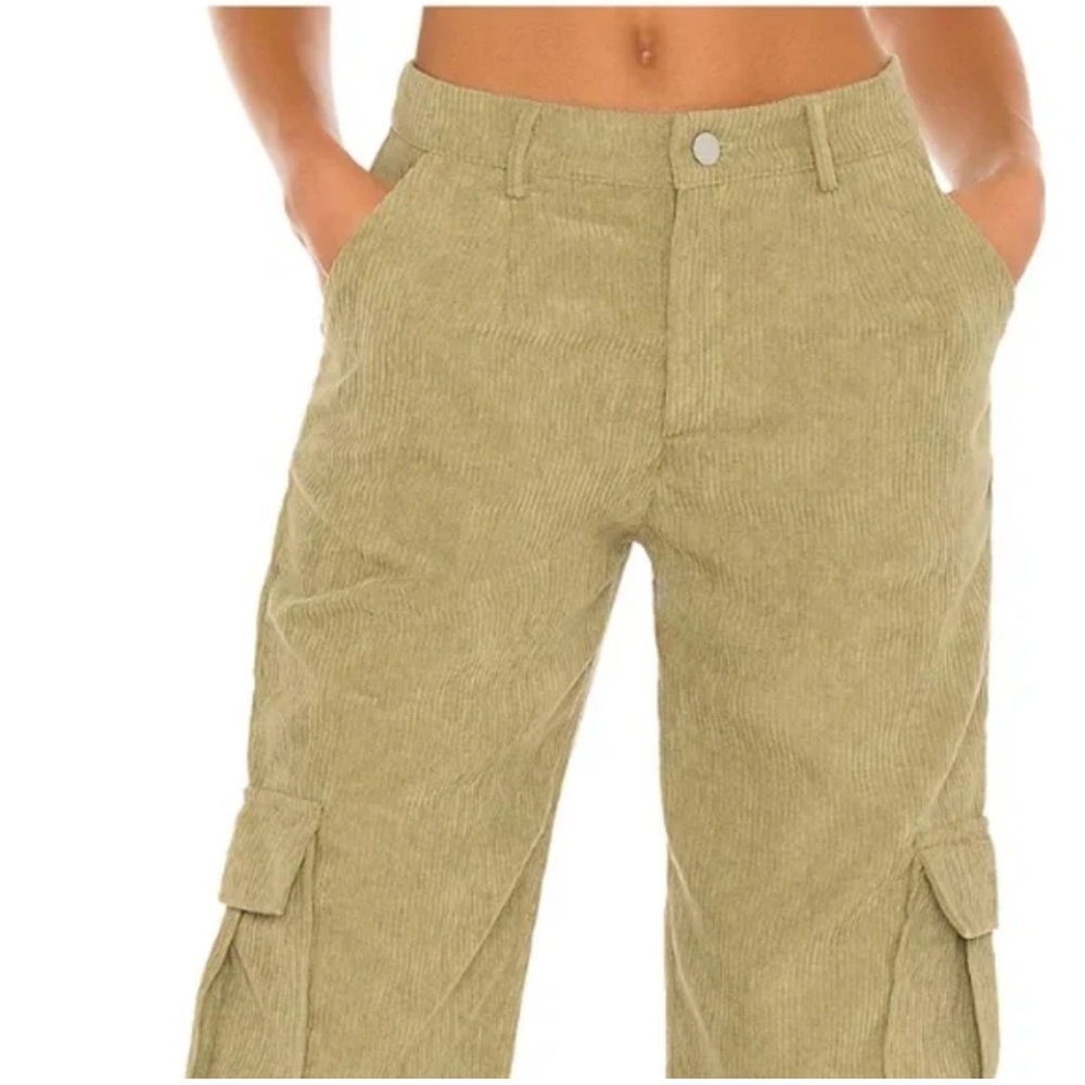SUPERDOWN Revolve Green High Waist Corduroy Cargo Straight Pants Size XXS